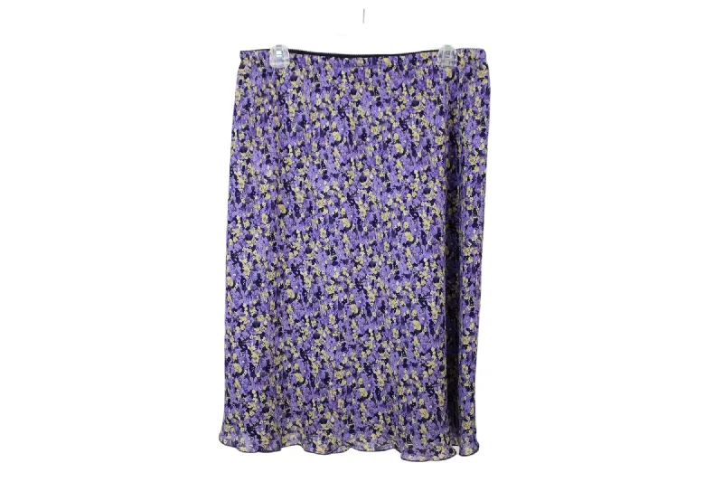 Purple Floral Chiffon Skirt | 8/10 denim skirt casual
