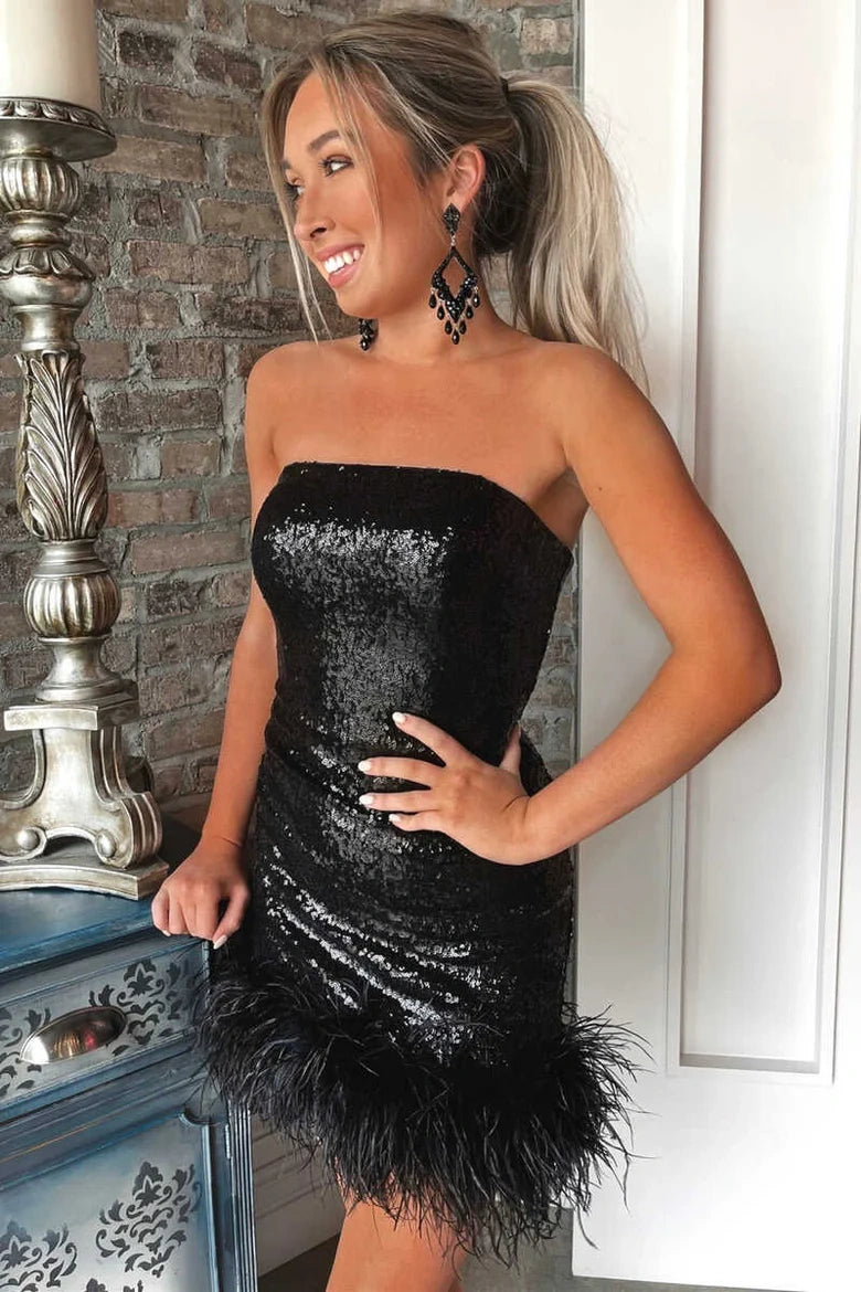 Sequins Sheath Strapless Empire Homecoming Party Dress Tunics Versatile stylish