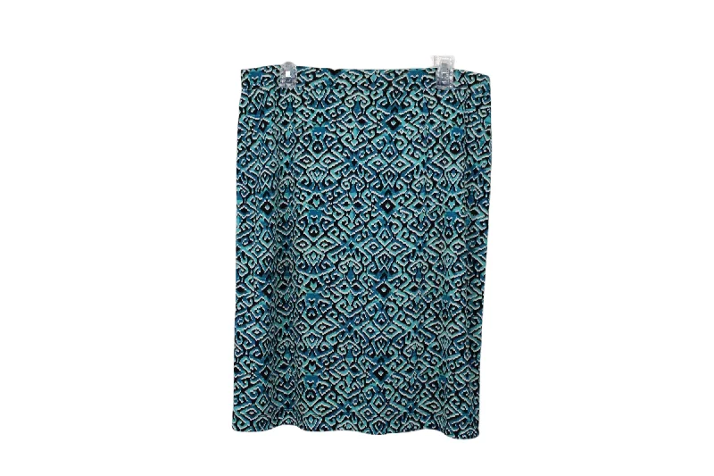 Kasper Blue Pattern Skirt | L silk skirt lustrous