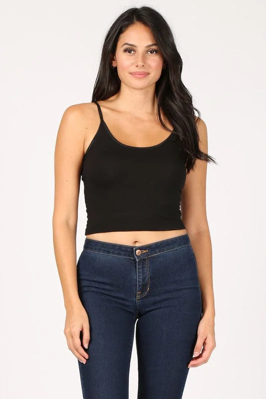 Spaghetti Strap Cami Tank Crop Top solid color tank