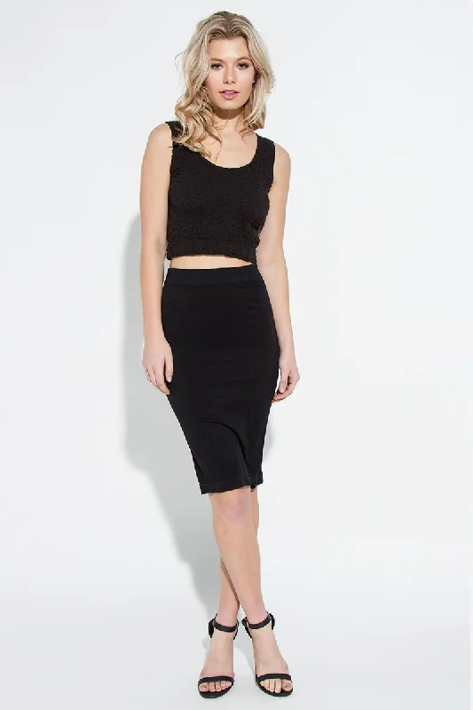 Seamless Knee Length Skirt low waist skirt