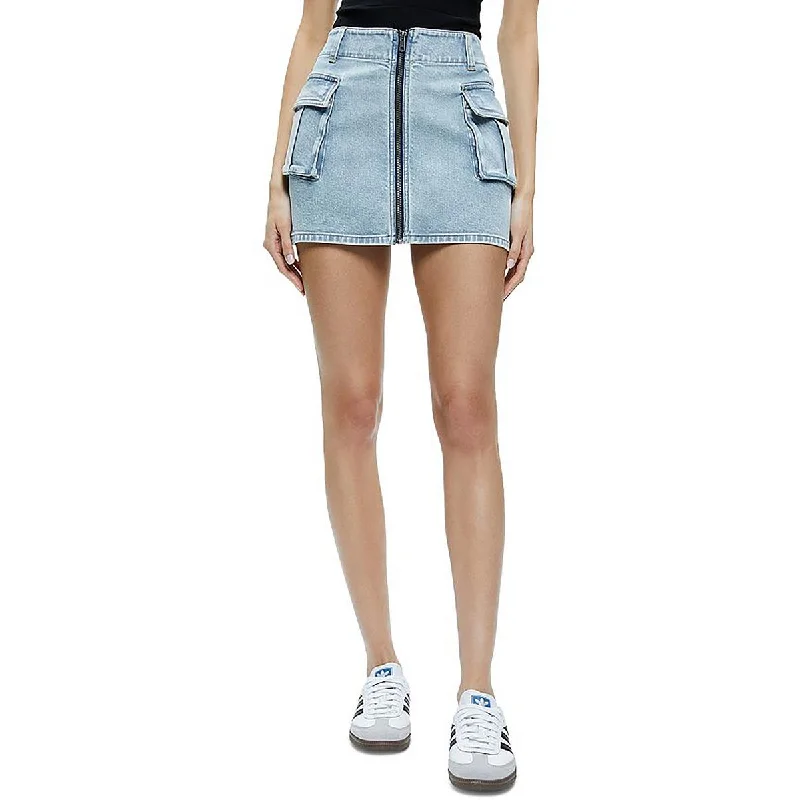 Alice and Olivia Womens Rahmi Denim Cargo Mini Skirt wool skirt sturdy