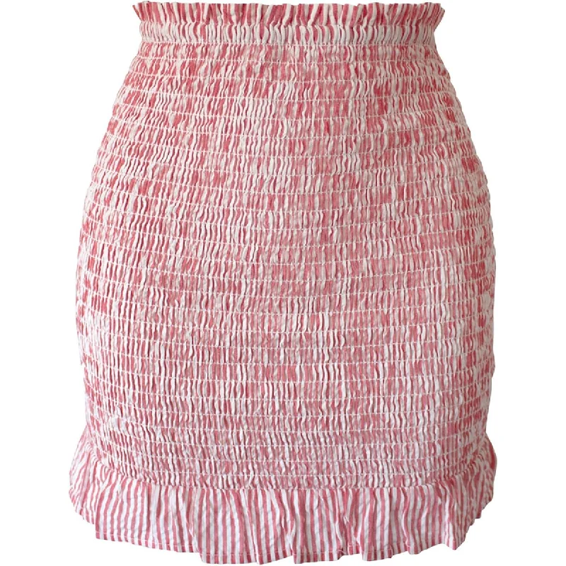 BCBGeneration Womens Seersucker Smocked Mini Skirt relaxed fit skirt