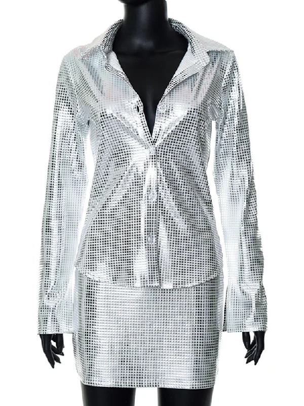 Women Simple Grid Pattern Long-Sleeved Cardigan Top And Casual Skirt Fashion Two Pieces Set Soft Cozy Warm Women Simple Grid Pattern Long-Sleeved Cardigan Top And Casual Skirt Fashion Two Pieces Set Soft Cozy Warm