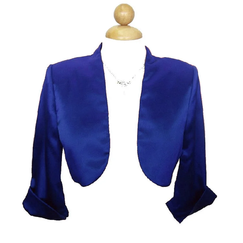 Mid Length Sleeve Royal Blue Satin Bolero Jacket Shrug Striped Jacket Polka Dot Jacket Floral Jacket