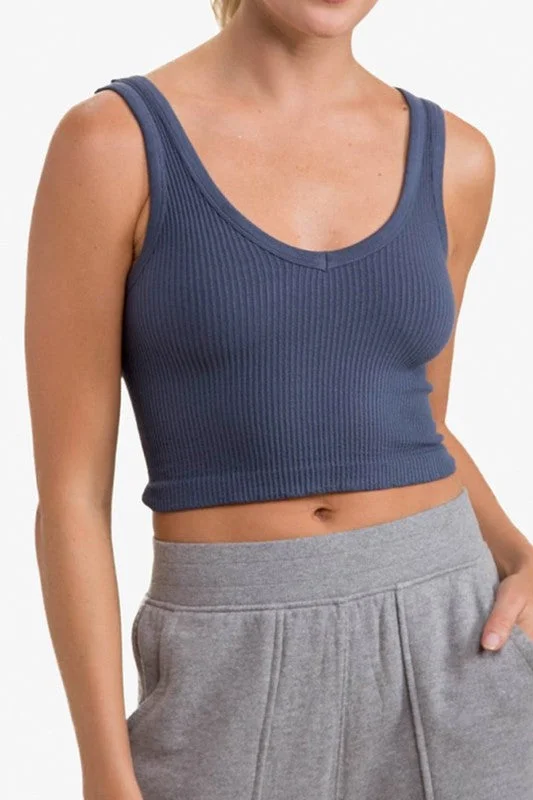 RIBBED SEAMLESS CROPPED TANK TOP flirty tank top