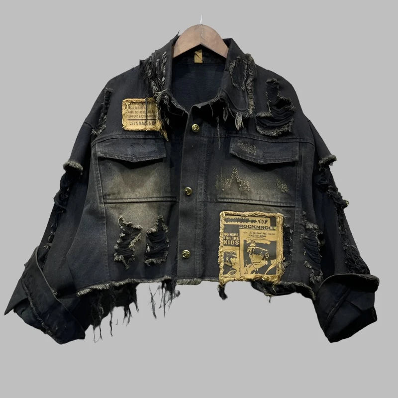 Denim Distressed Hand Frayed Patch Short Coat Jacket Mesh Jacket Canvas Jacket Denim Jacket Denim Distressed Hand Frayed Patch Short Coat Jacket Mesh Jacket Canvas Jacket Denim Jacket