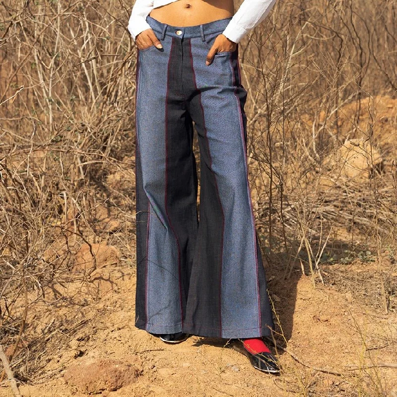 Steffie Flared Upcycled Denim Pants Elegant High-Waist Pants