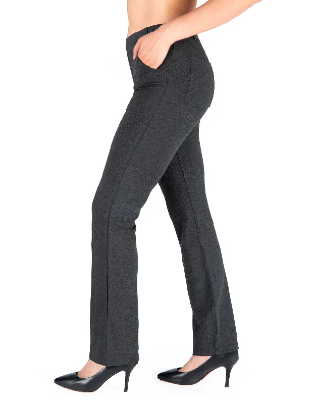 Straight Leg Yoga Dress Pants, 4 Pockets (Charcoal) Comfortable Cargo Pants