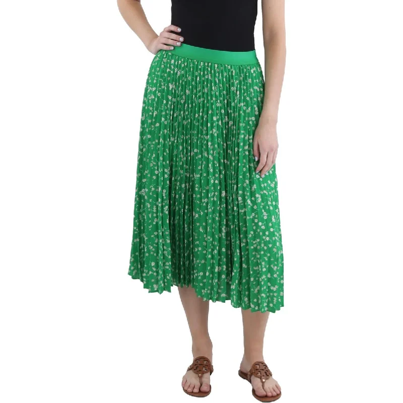 Sam & Jess Womens Shutter Pleat Floral Print Midi Skirt leather skirt sleek