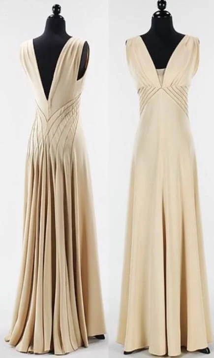 V Neck Sleeveless Party Dress ， Long Prom Dress    cg9268 Tunics Distressed trendy