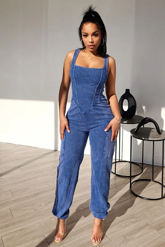 Kacy Mineral Washed Tank Jumpsuit spandex blend tank