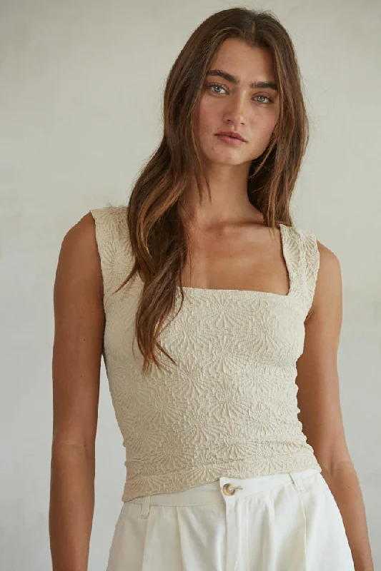 Jacquard Square Tank- By Together sexy tank top