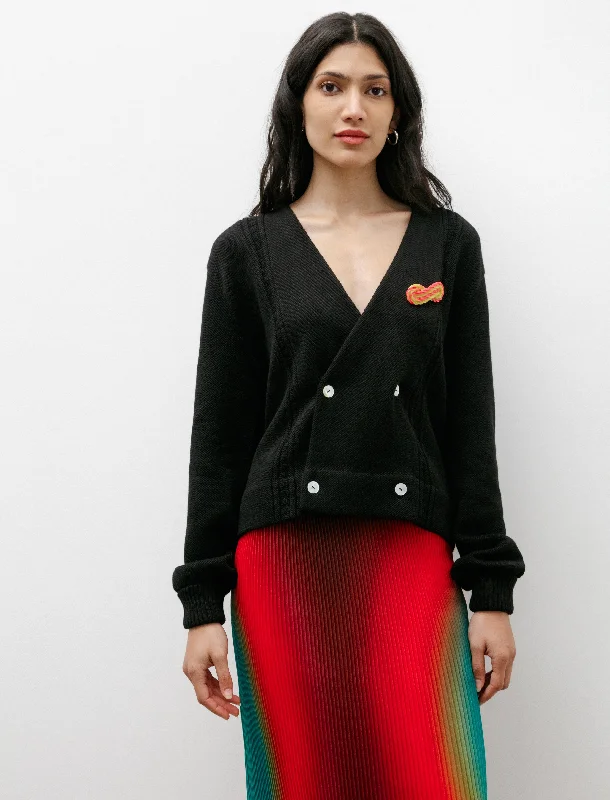 Double Breasted Cardigan Black Bright Pastel Dark