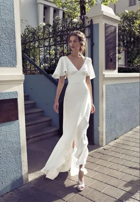 white party dress half sleeve evening dress v neck prom dress cg1329 Tunics Chinos classic white party dress half sleeve evening dress v neck prom dress cg1329 Tunics Chinos classic