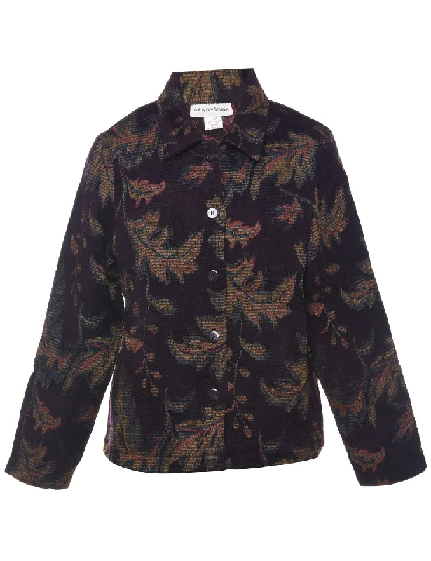 Woven Finish Tapestry Jacket - L Knit Jacket Woven Jacket Fleece Jacket