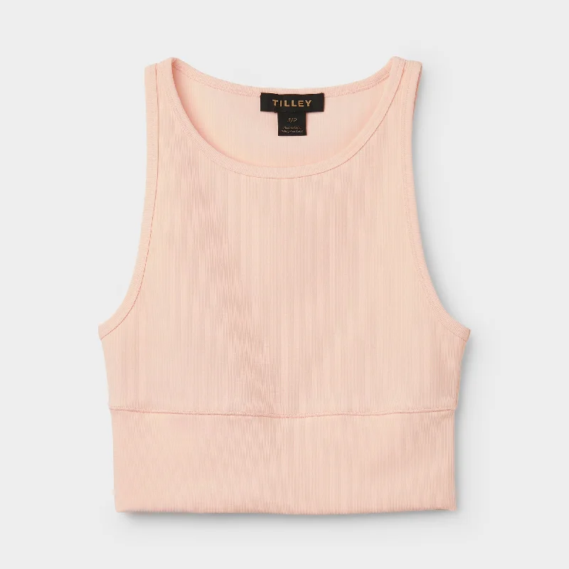 Fitted Rib Cropped Tank peach tank top