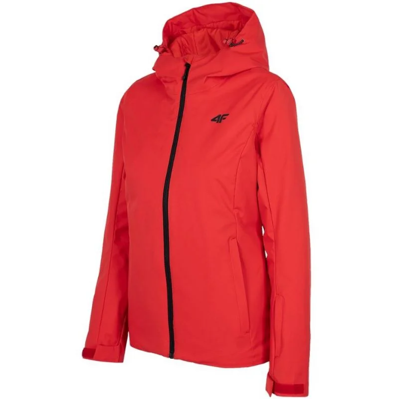 4F Womens Ski Jacket - Red Print Jacket Jacquard Jacket Embroidered Jacket