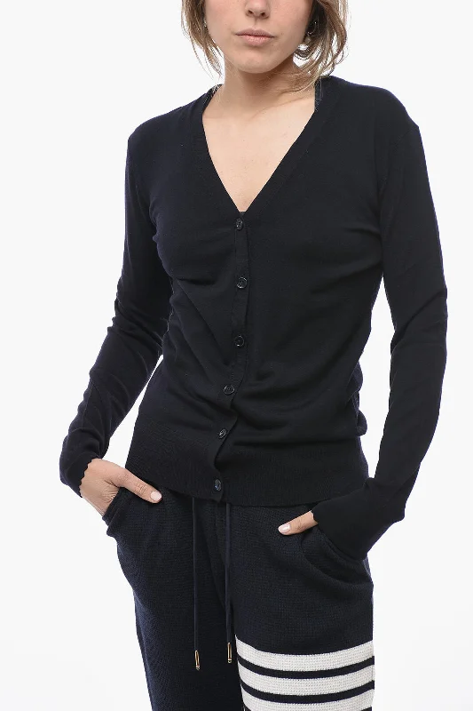 Chloe Extrafine Wool Cardigan with V Neck Modern Contemporary chic