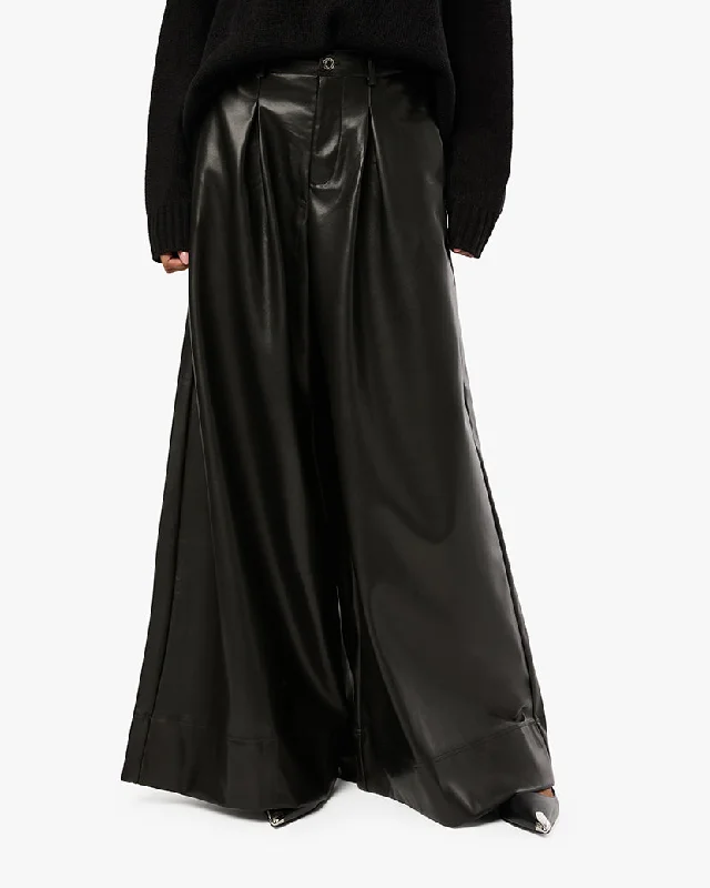 Vegan Leather Extreme Wide Leg Pant Sleek Black Pants