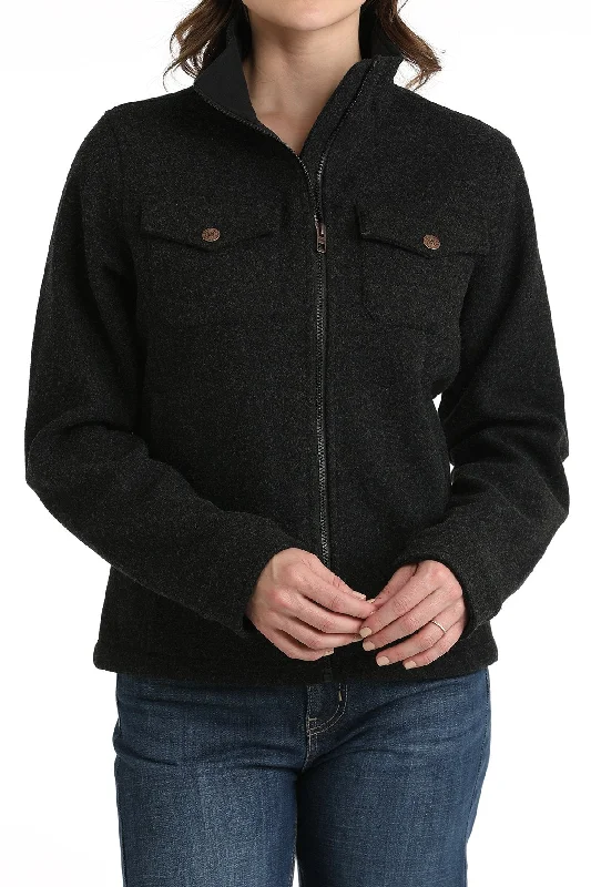 Women's Cinch Black Shirt Jacket Tiered Jacket Buttoned Jacket Zippered Jacket