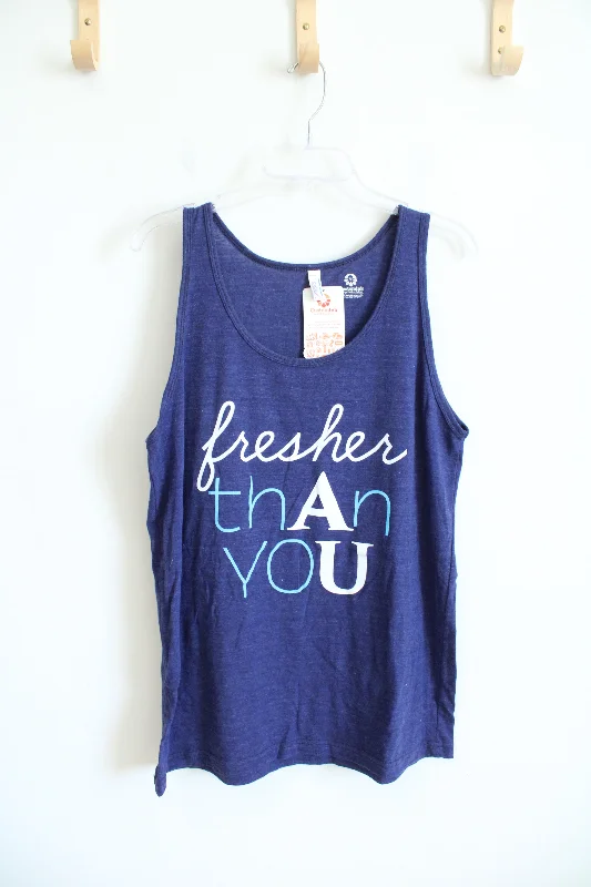 NEW American Apparel Blue "Fresher Than You" Tank Top soft pink tank