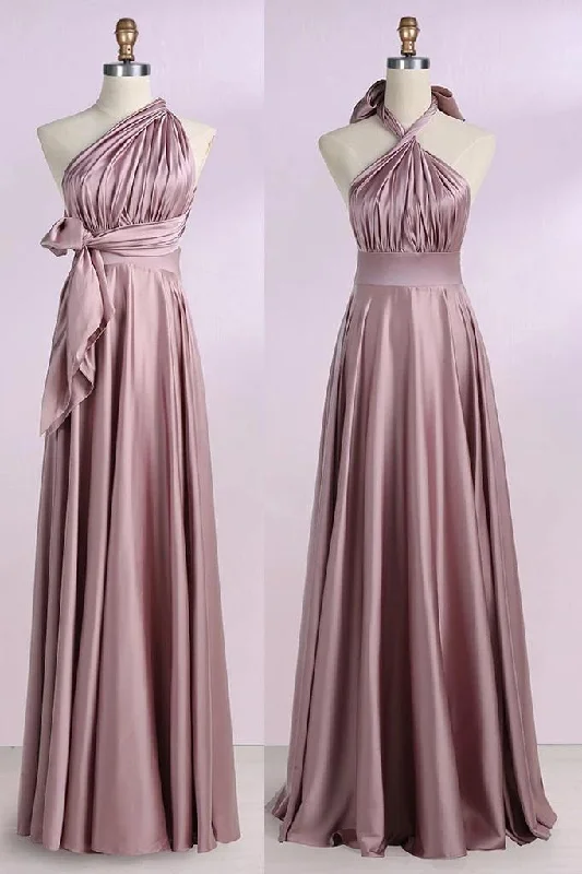 Simple New Arrival Backless Satin Long Bridesmaid Dresses Evening Party Dresses Boat Neckline Classic Simple New Arrival Backless Satin Long Bridesmaid Dresses Evening Party Dresses Boat Neckline Classic