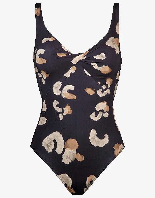Abstraction Twist Front Swimsuit Push-Up Bikini Bottoms
