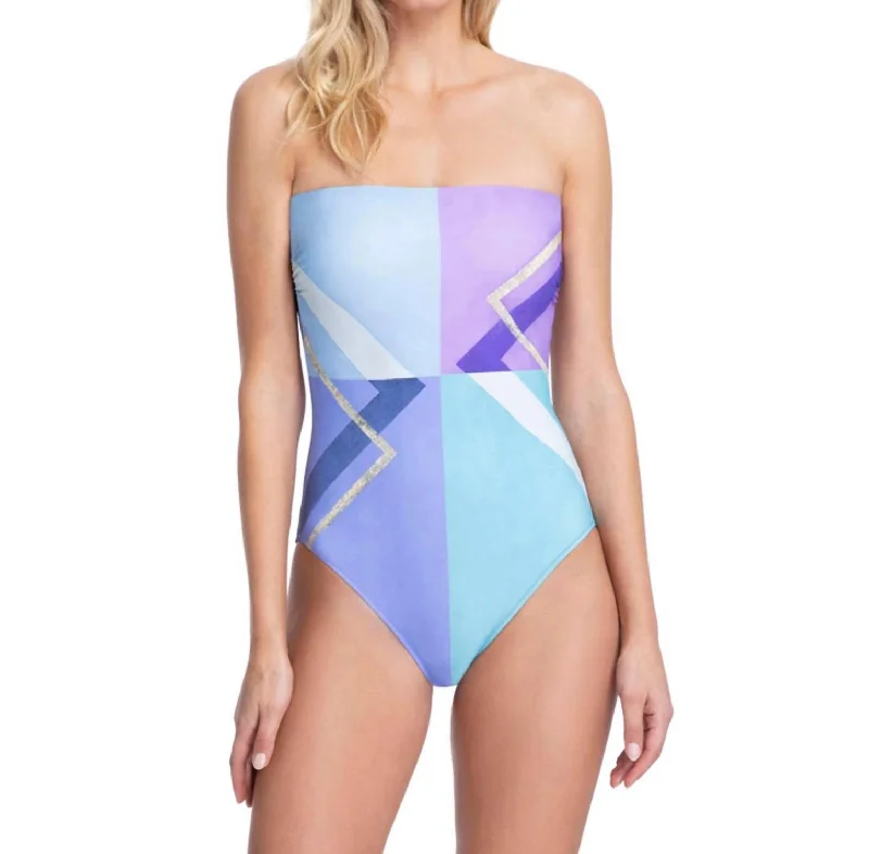 Bandeau Strapless One Piece Swimsuit In Got Modern Art Plus-Size Bikini Set