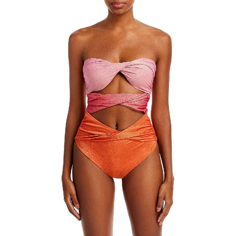 Baobab Womens Ola Metallic Strapless One-Piece Swimsuit Chic Swimsuit Cover-Up