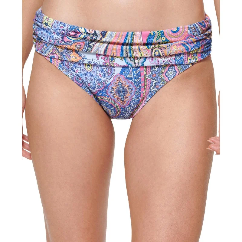 Womens Paisley Print Fold-Over Swim Bottom Separates Floral Swimwear Set