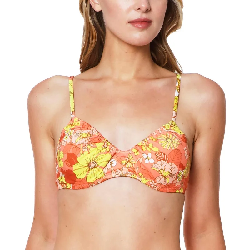 Womens Underwire Floral Bikini Swim top High-Cut One-Piece