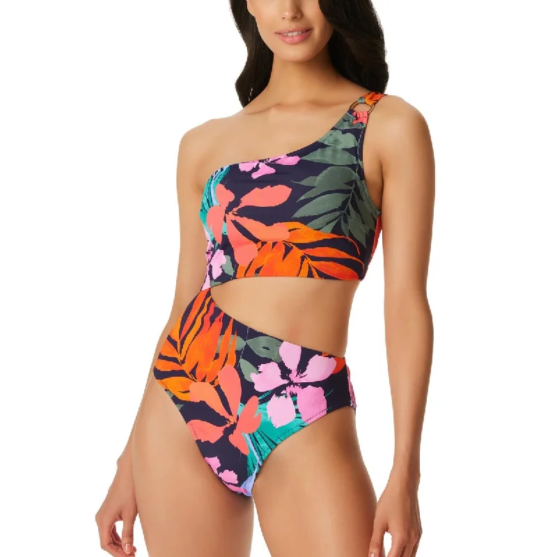 Womens Floral Lined One-Piece Swimsuit Classic Two-Piece Bikini