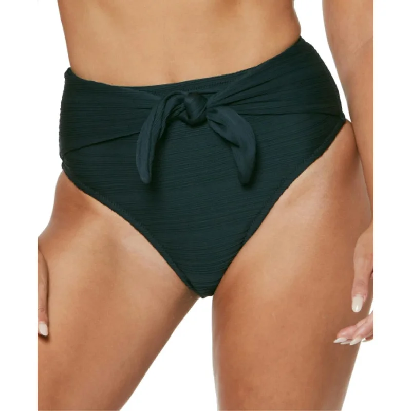 Womens High-Waist Knot Front Swim Bottom Separates Button-Front Swimsuit