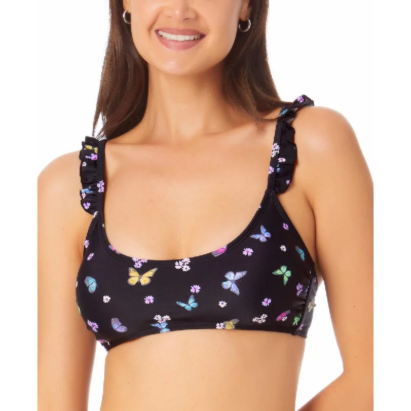 Womens Printed Ruffled Bikini Swim top Vintage Swimwear Look