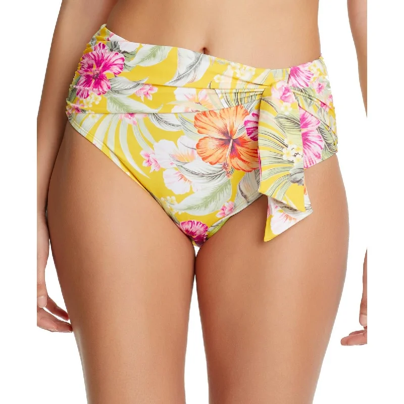 Womens Floral Knot-Front Swim Bottom Separates Playful Pattern Swimsuit