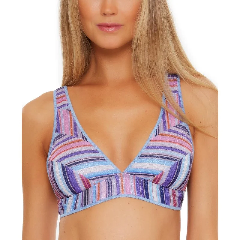Womens Metallic Removable Padding Bikini Swim top Sporty Swimsuit Style