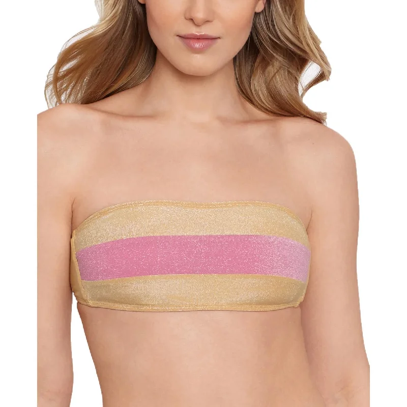 Womens Metallic Removable Padding Bikini Swim top Trendy Swimwear Set