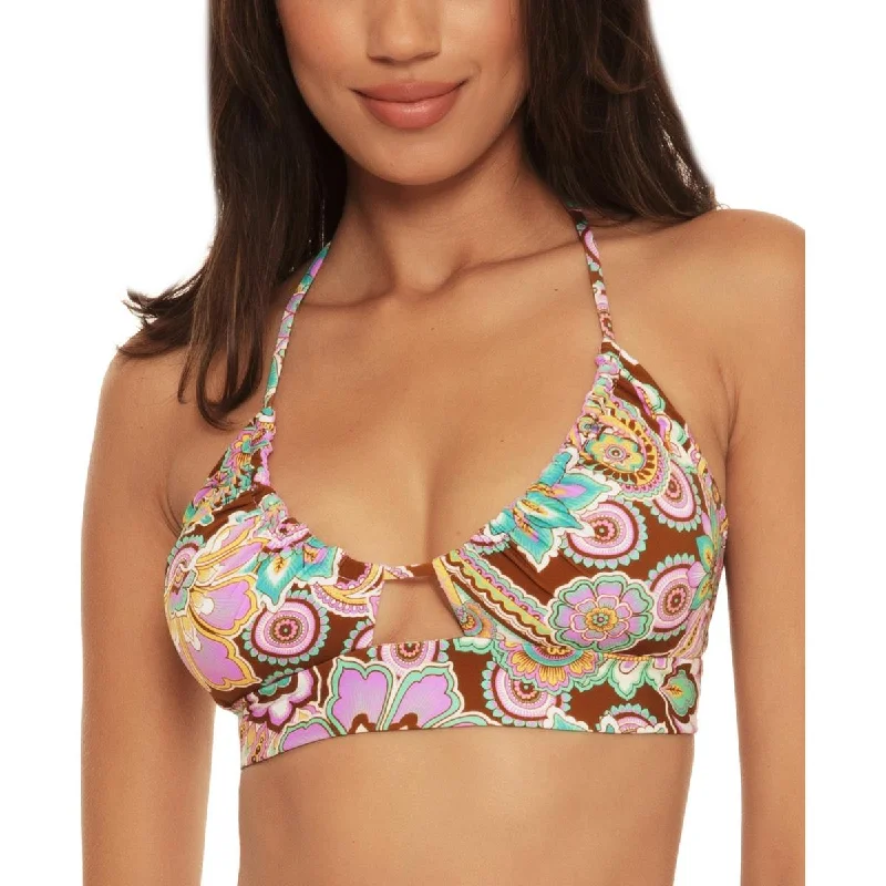 Womens Printed Removable Padding Bikini Swim top Elegant Ruffled Bikini
