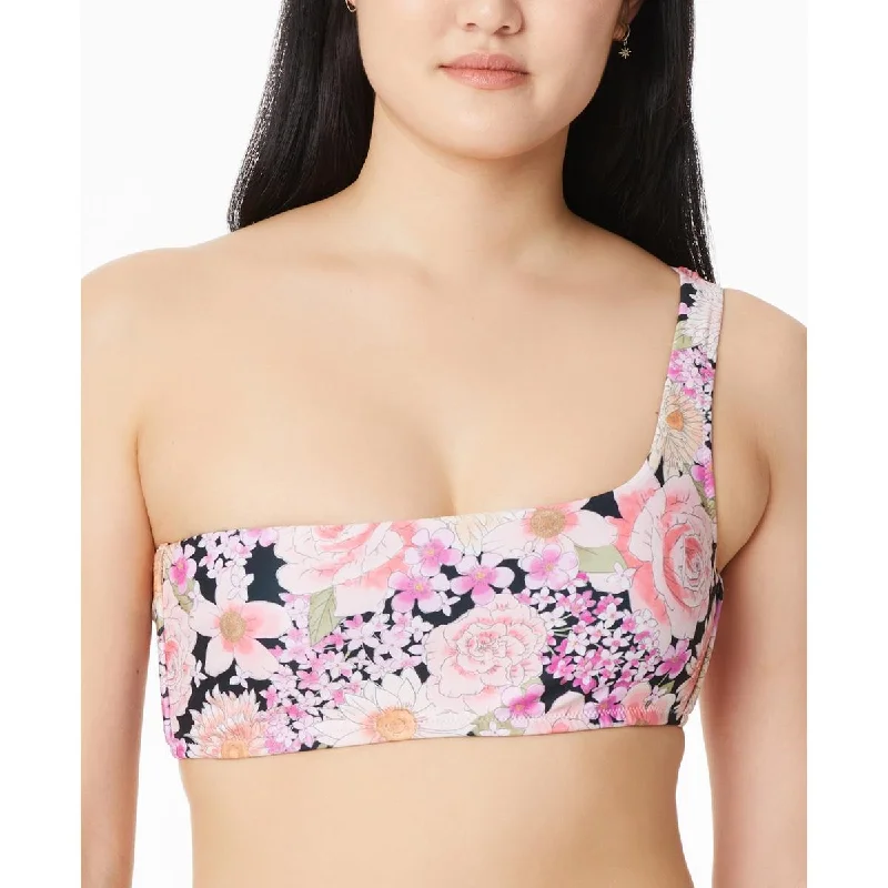 Womens Floral One Shoulder Bikini Swim top Elegant Ruffle Swimsuit