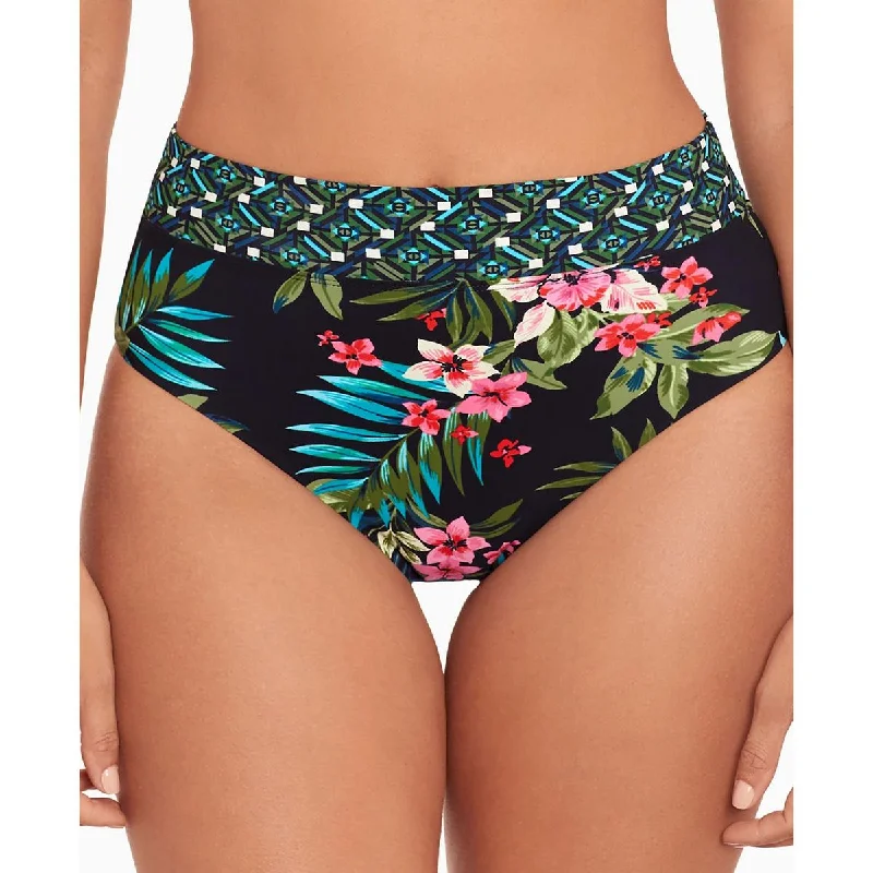 Womens High-Waist Floral Swim Bottom Separates Shiny One-Piece Swimsuit