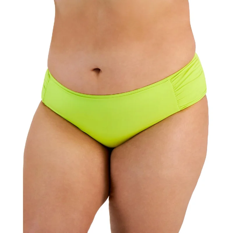 Plus Womens Shirred Hipster Swim Bottom Separates Sporty Swimwear Bottoms
