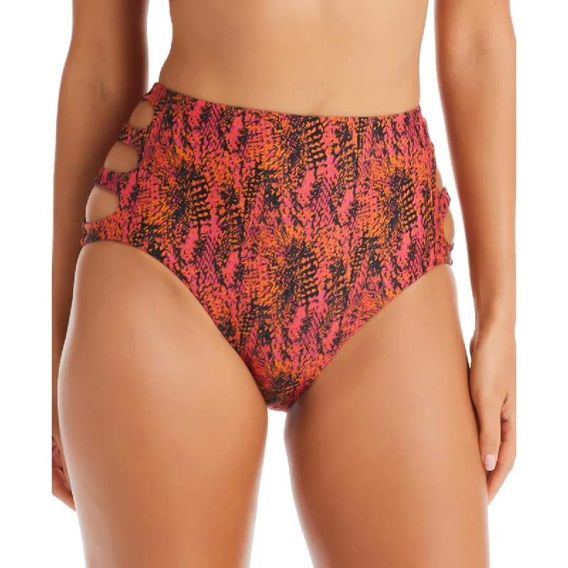 Womens Snake High-Wasit Swim Bottom Separates Beachy Ruffle Bikini