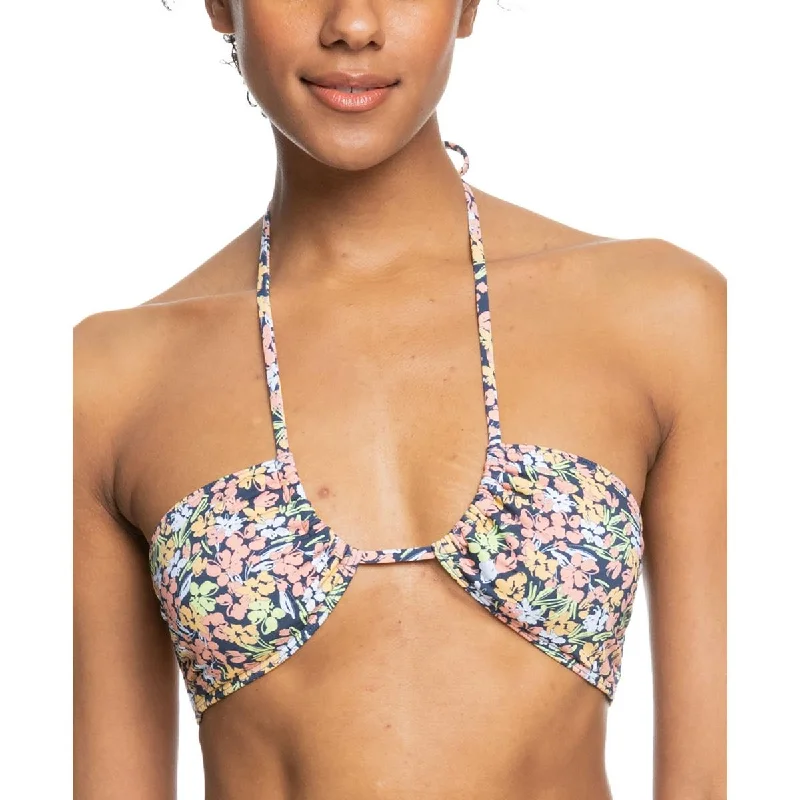 Juniors Womens Floral Removable Padding Bikini Swim top Vintage Swimwear Look