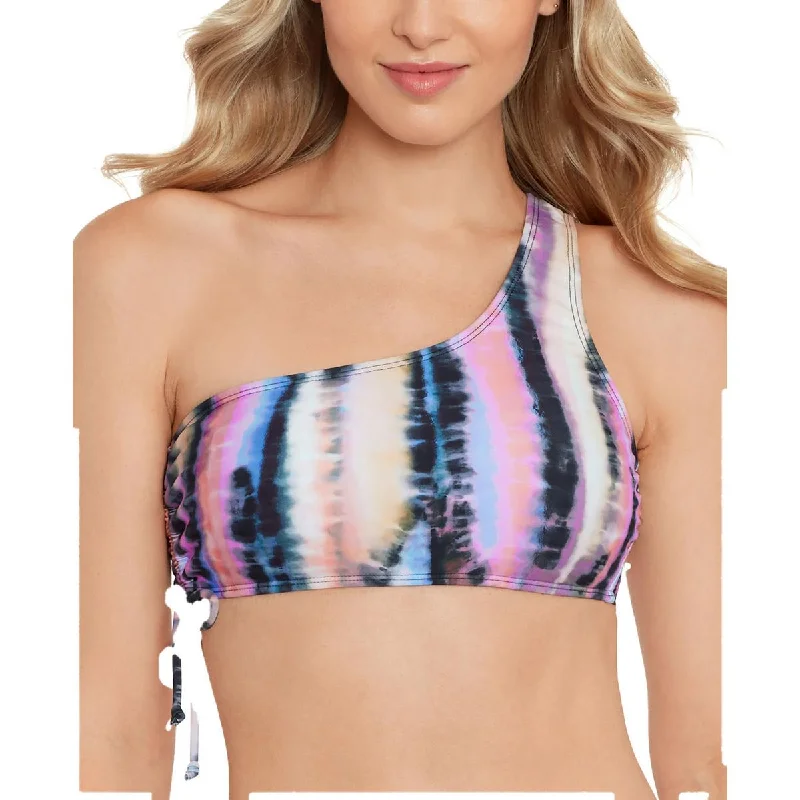 Womens Tie-Dye One-Shoulder Bikini Swim top Sporty Swim Shorts