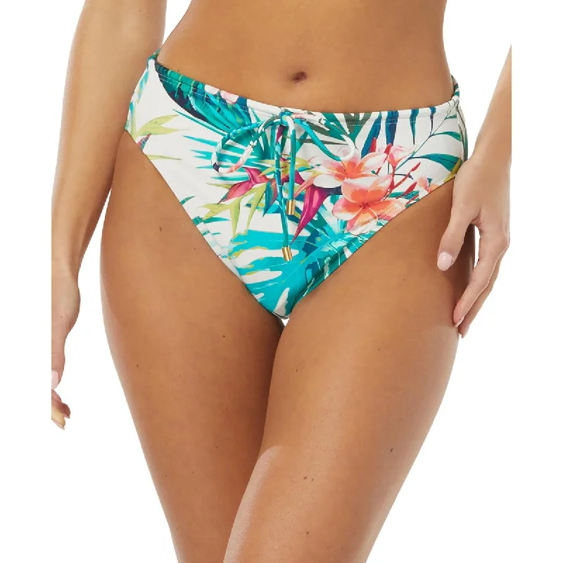 Womens Printed High-Leg Swim Bottom Separates High-Waisted Swimwear