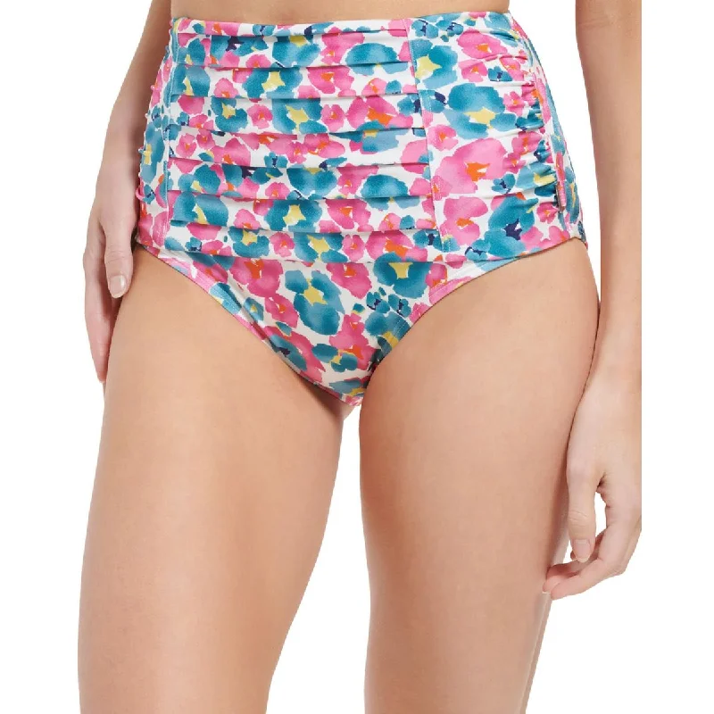 Womens High-Waist Floral Swim Bottom Separates Playful Pattern Swimsuit
