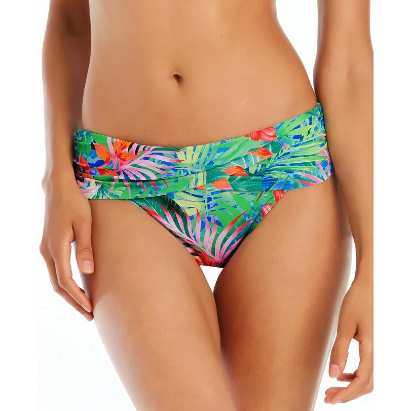 Womens Shirred Sarong Swim Bottom Separates Retro-Inspired Bikini Set