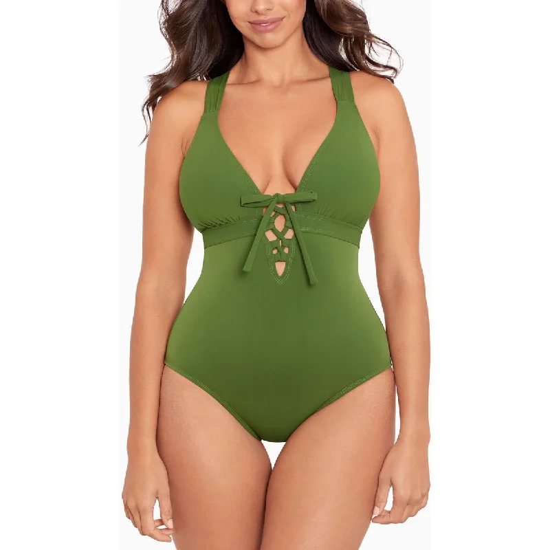 Womens Strappy Lace-Up One-Piece Swimsuit Elegant Swimsuit Bottoms