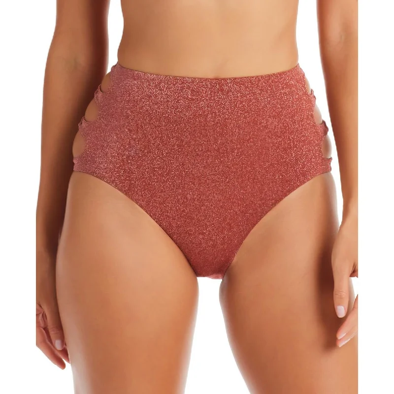 Womens Metallic Cut-Out Swim Bottom Separates Bold Swimsuit Design